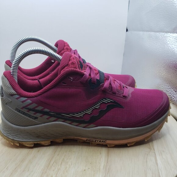Saucony Peregrine 11 Womens Size 7.5 Trail Running Shoes Cranberry Red S10641-45 - Picture 1 of 9